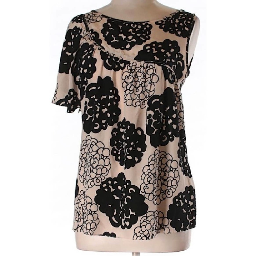 Loeffler Randall Sz 0 100% Silk Floral One Shoulder Top - Picture 2 of 3